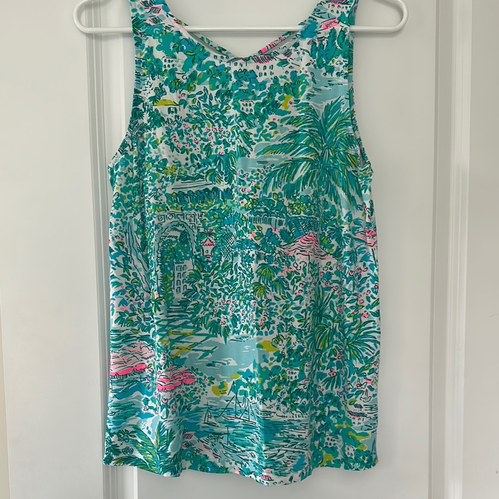 Lilly Pulitzer Women's Tropical Print Tank Top - Green and Pink